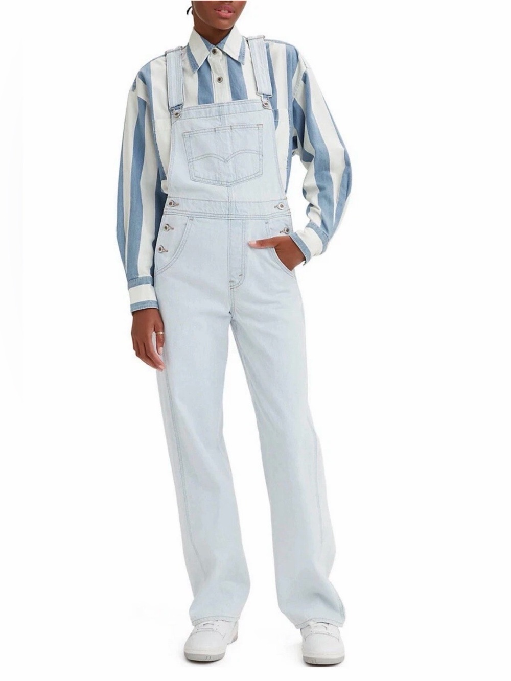 Levi's Silvertab and Free People Collab Light Wash Women's Denim Overalls